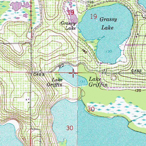 Topographic Map of Lake Griffin, FL