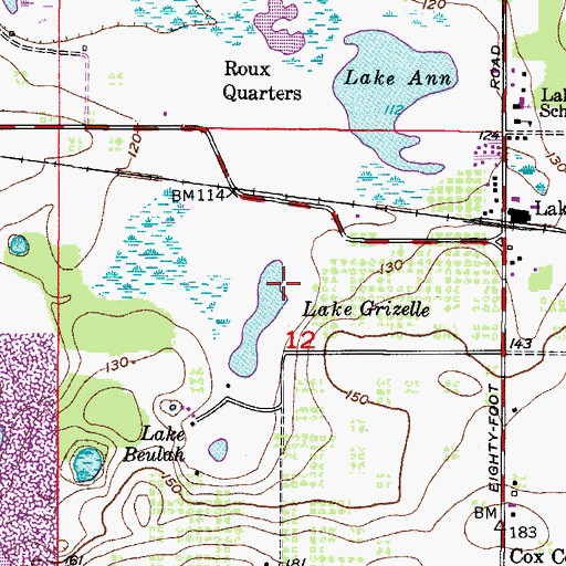 Topographic Map of Lake Grizelle, FL
