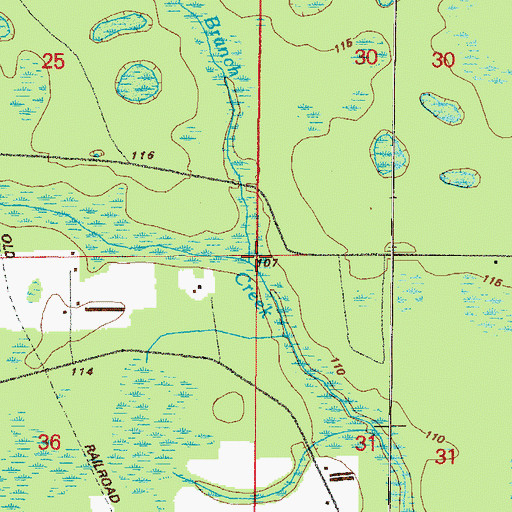Topographic Map of Cross Branch, FL