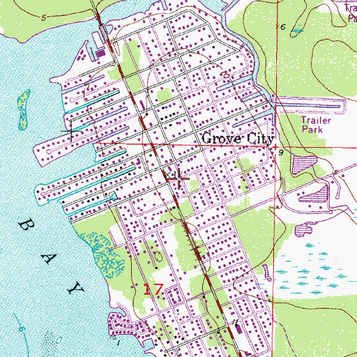 Topographic Map of Grove City, FL