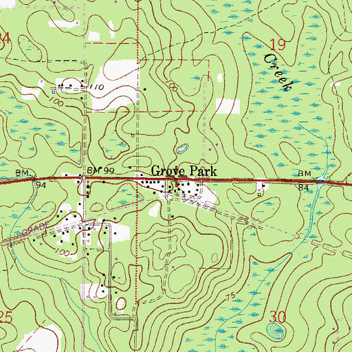 Topographic Map of Grove Park, FL