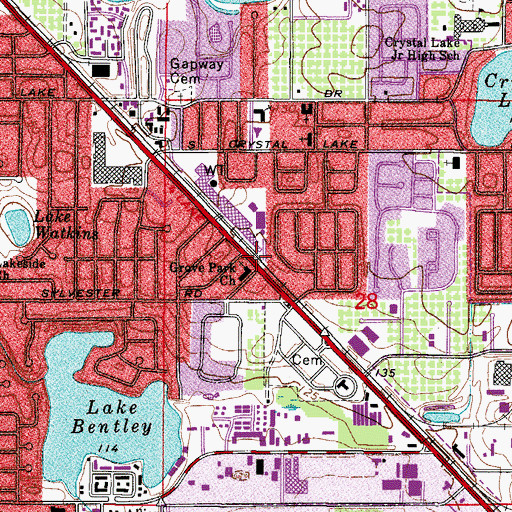 Topographic Map of Grove Park Church, FL