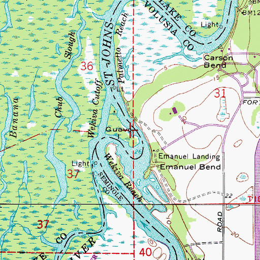 Topographic Map of Guava Island, FL