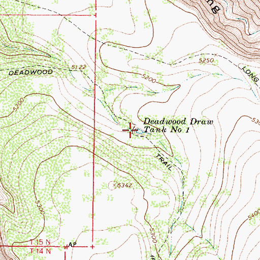 Topographic Map of Deadwood Draw Tank Number One, AZ
