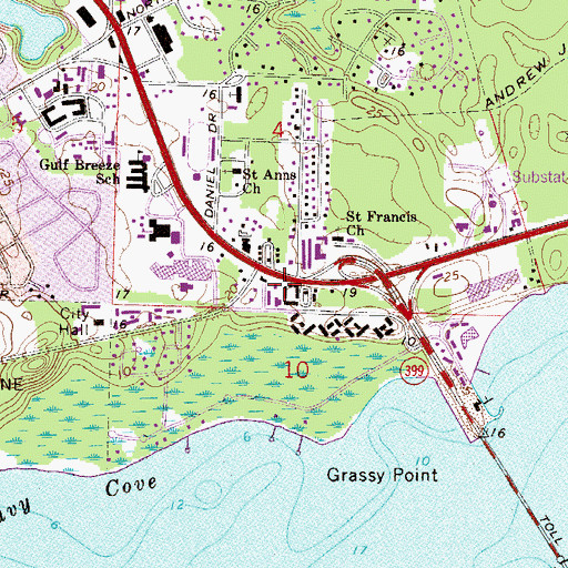 Topographic Map of Gulf Breeze, FL