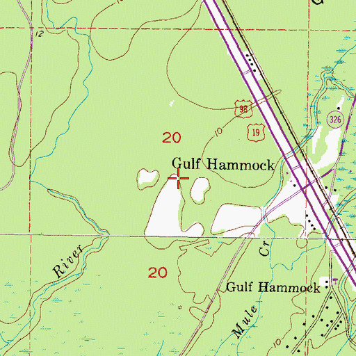Topographic Map of Gulf Hammock, FL