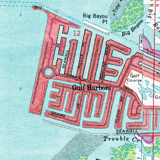 Topographic Map of Gulf Harbors, FL