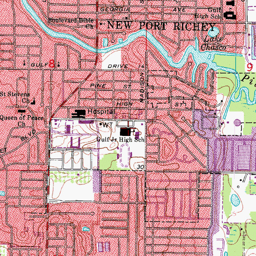 Topographic Map of Gulf Junior High School, FL