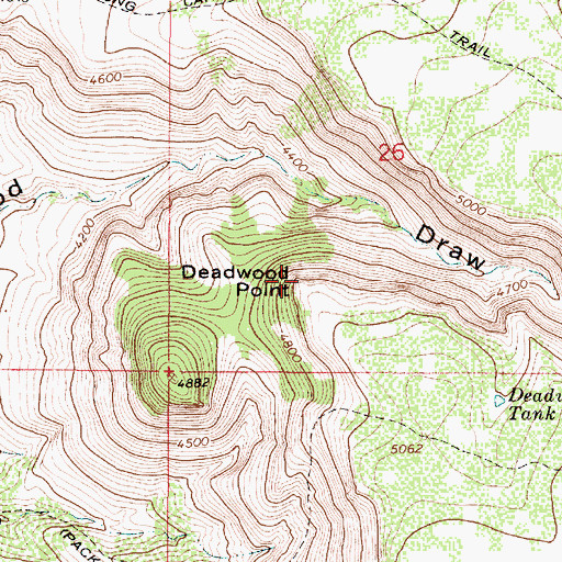 Topographic Map of Deadwood Point, AZ