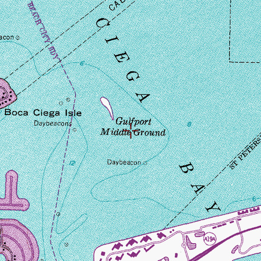 Topographic Map of Gulfport Middle Ground, FL