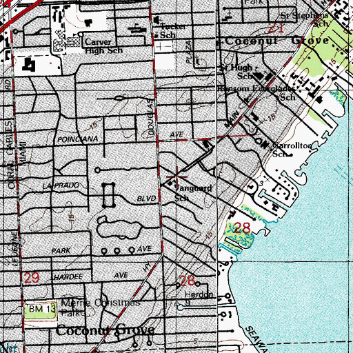 Topographic Map of Gulliver School, FL
