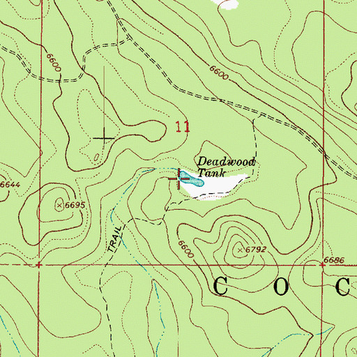 Topographic Map of Deadwood Tank, AZ