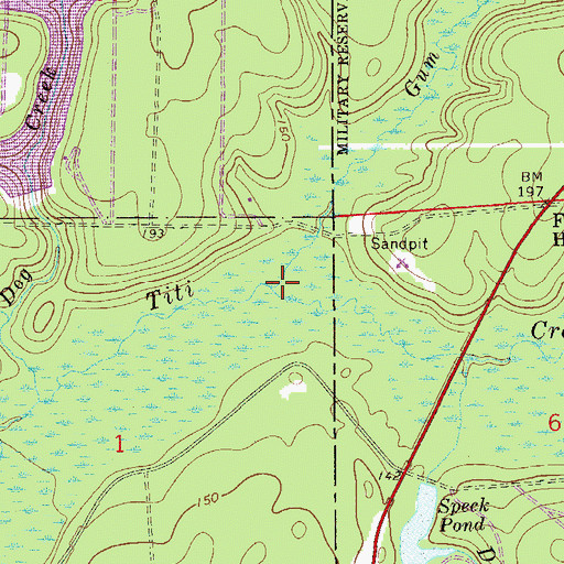 Topographic Map of Gum Creek, FL