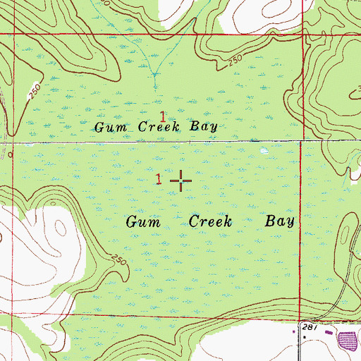 Topographic Map of Gum Creek Bay, FL