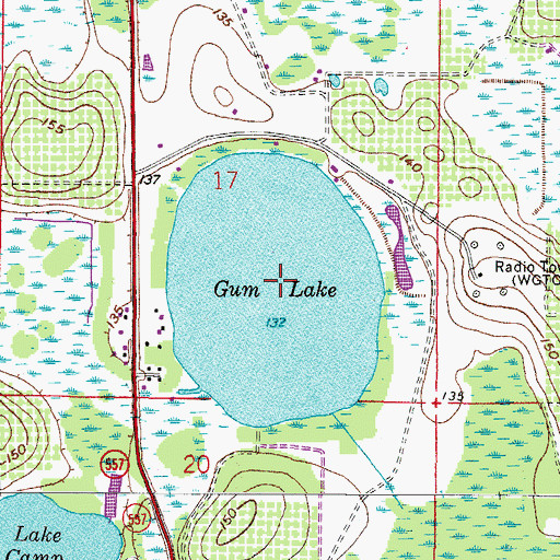 Topographic Map of Gum Lake, FL