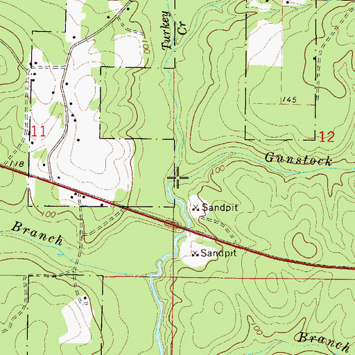 Topographic Map of Gunstock Branch, FL
