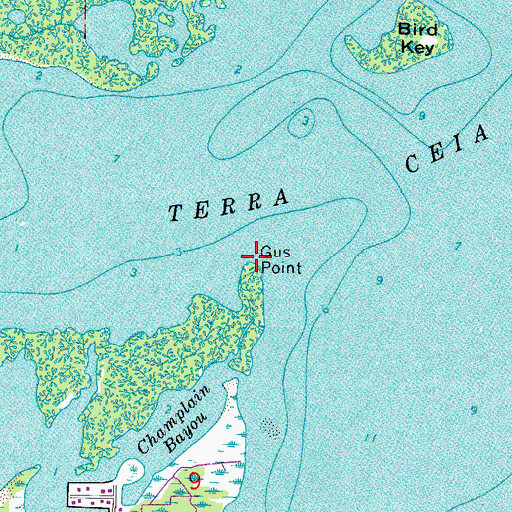 Topographic Map of Gus Point, FL