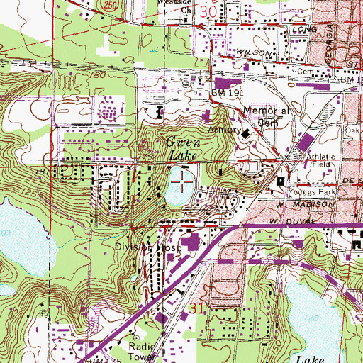 Topographic Map of Gwen Lake, FL