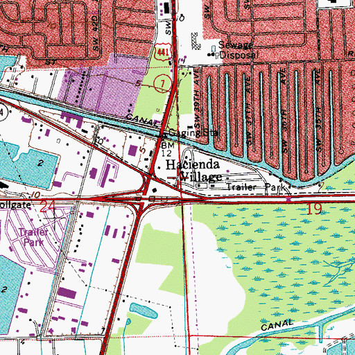 Topographic Map of Hacienda Village, FL