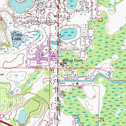 Topographic Map of Haines Creek Baptist Church, FL