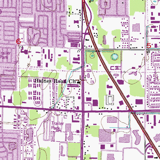 Topographic Map of Haines Road Church, FL