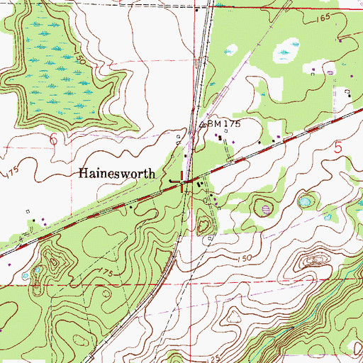 Topographic Map of Hainesworth, FL