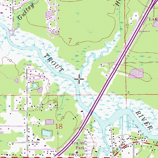 Topographic Map of Half Creek, FL