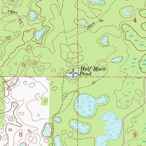Topographic Map of Half Moon Pond, FL