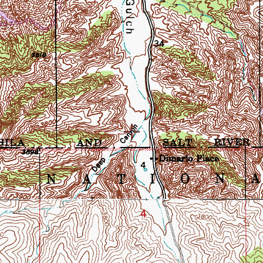 Topographic Map of Deep Canyon, AZ