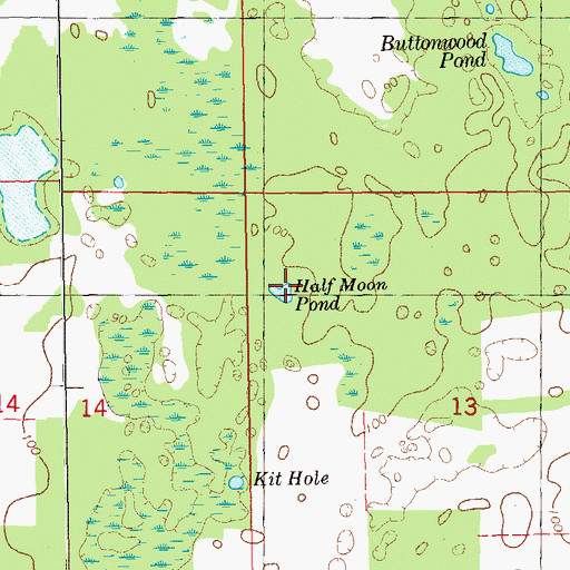 Topographic Map of Half Moon Pond, FL