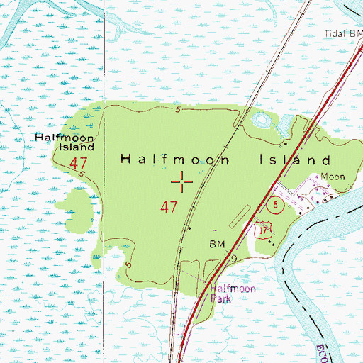 Topographic Map of Halfmoon Island, FL