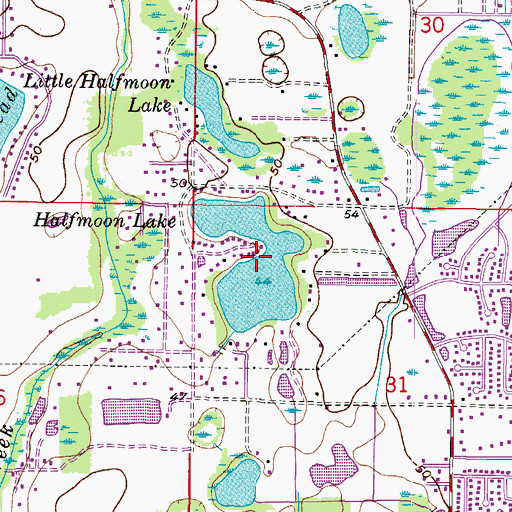 Topographic Map of Halfmoon Lake, FL