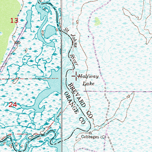 Topographic Map of Halfway Lake, FL