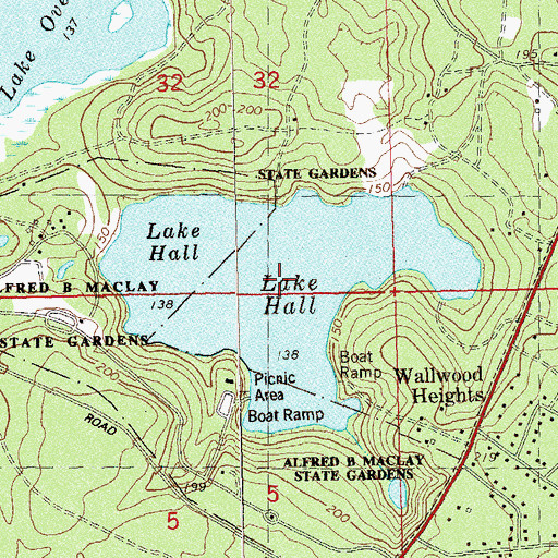 Topographic Map of Lake Hall, FL