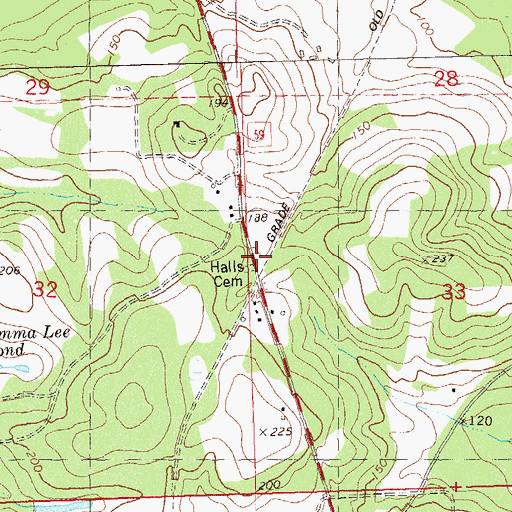 Topographic Map of Halls Cemetery, FL