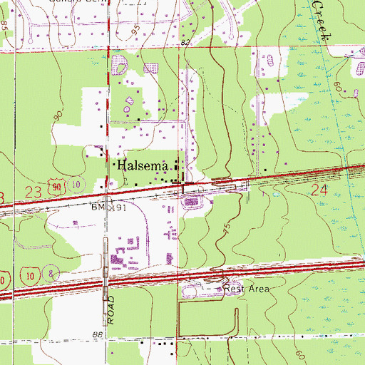 Topographic Map of Halsema, FL