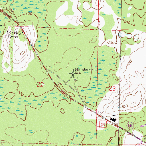Topographic Map of Hamburg School, FL