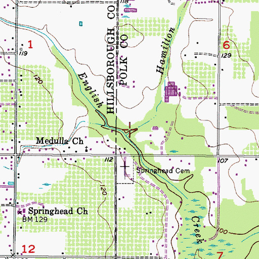 Topographic Map of Hamilton Branch, FL
