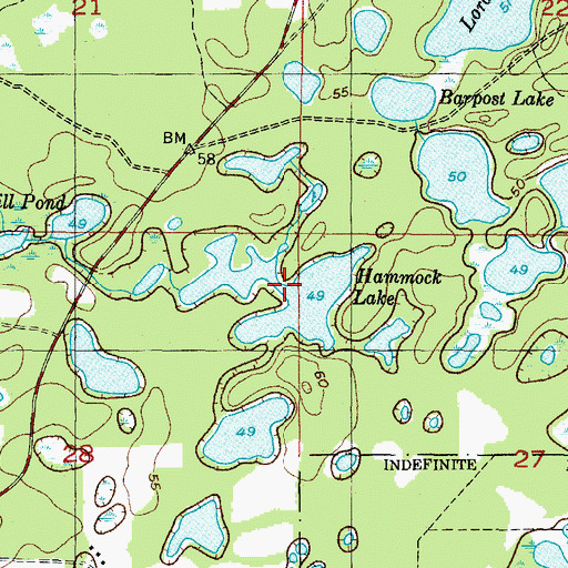 Topographic Map of Hammock Lake, FL
