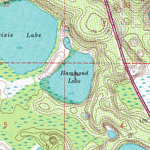 Topographic Map of Hammond Lake, FL