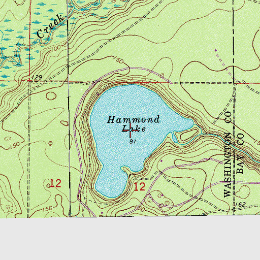 Topographic Map of Hammond Lake, FL