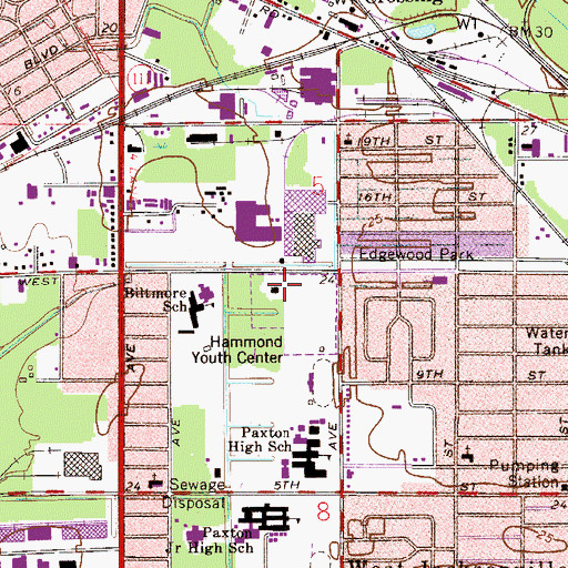 Topographic Map of Hammond Youth Center, FL