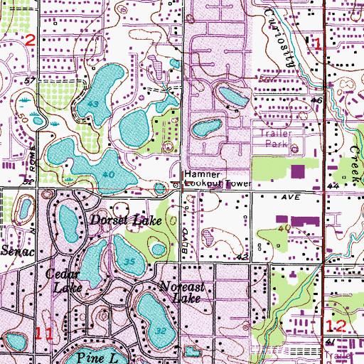 Topographic Map of Hamner Lookout Tower, FL