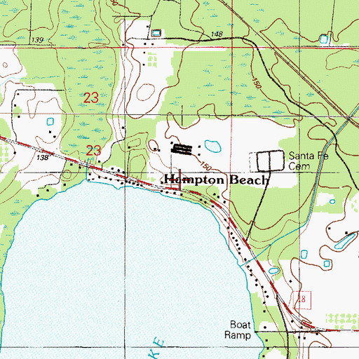 Topographic Map of Hampton Beach, FL