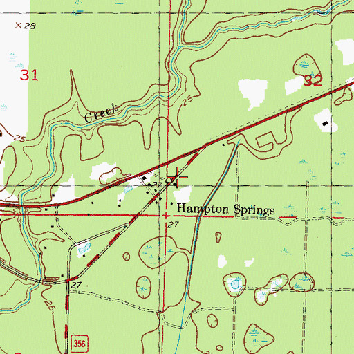 Topographic Map of Hampton Springs, FL