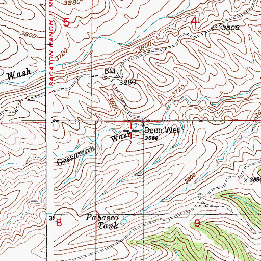 Topographic Map of Deep Well, AZ