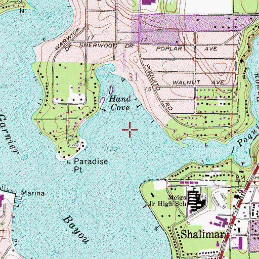 Topographic Map of Hand Cove, FL