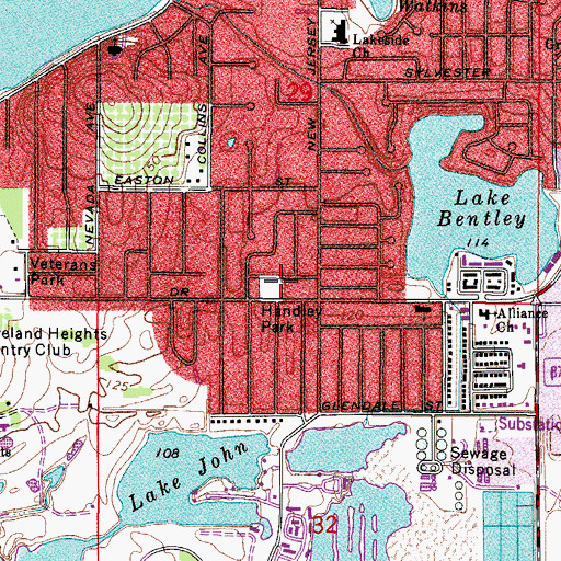 Topographic Map of Handley Park, FL