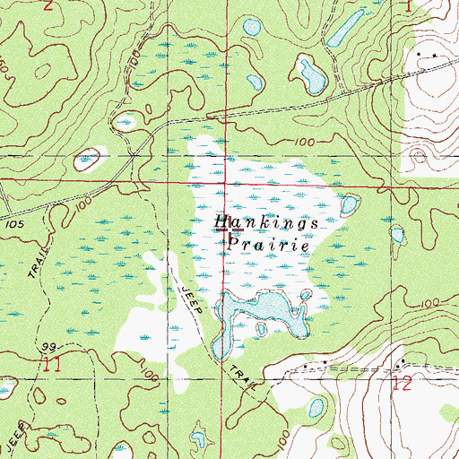 Topographic Map of Hankings Prairie, FL