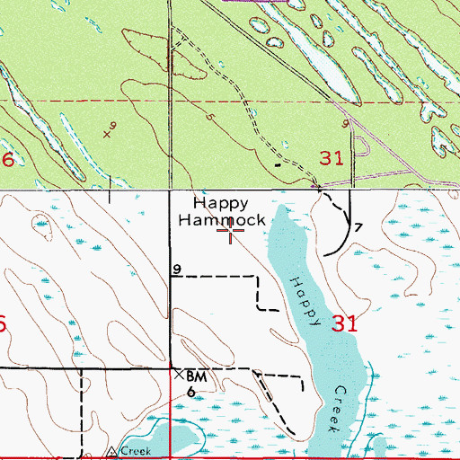 Topographic Map of Happy Hammock, FL